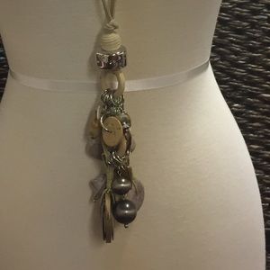 Long Necklace natural monotone mother of pearl